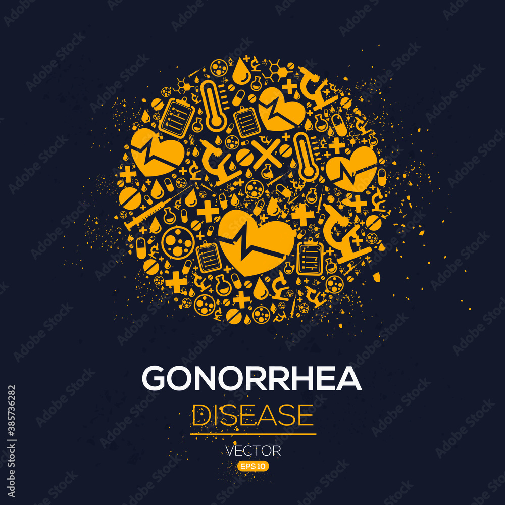 Creative (Gonorrhea) disease Banner Word with Icons ,Vector illustration.	