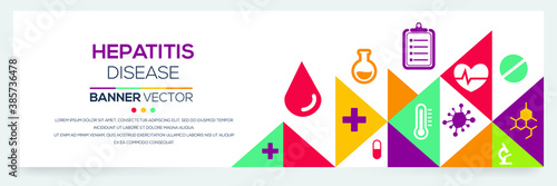 Creative (Hepatitis) disease Banner Word with Icons ,Vector illustration.	