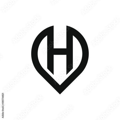 Letter h location logo icon vector