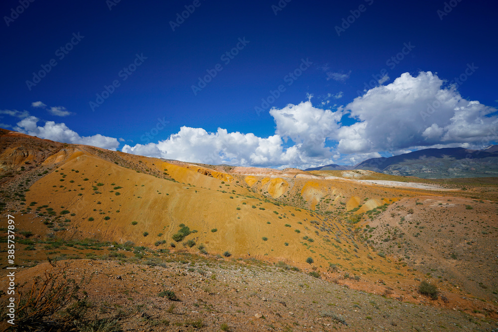 Desert landscape with colorful hills Desert landscape with colorful hills