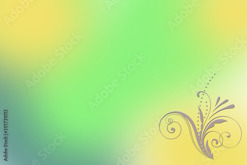 Gelb und grün farbiger Hintergrund mit Floral Muster, Illustration