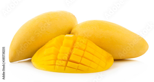 Mango Fruit set slice isolated healthy fresh fruit top view vegetable agri nature fruit isolated on a white background.