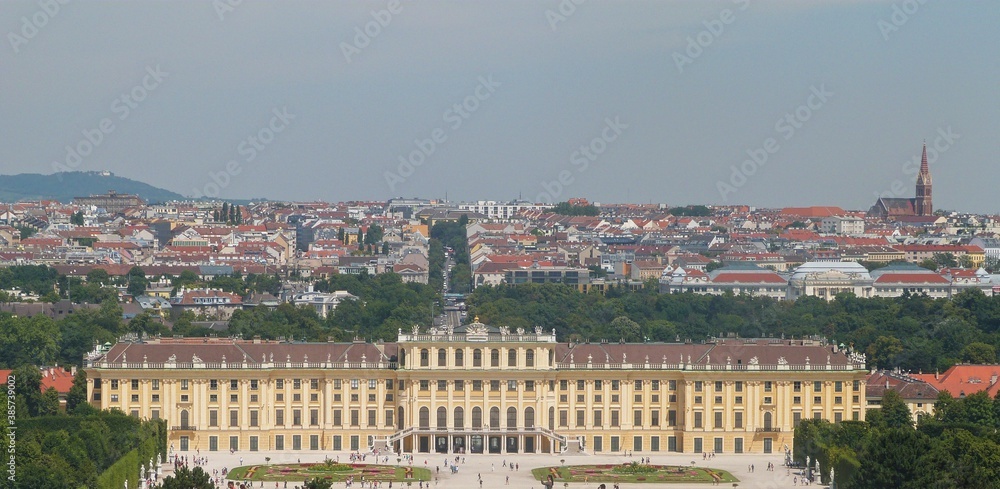 View of the historic palace with garden, Vienna Austria