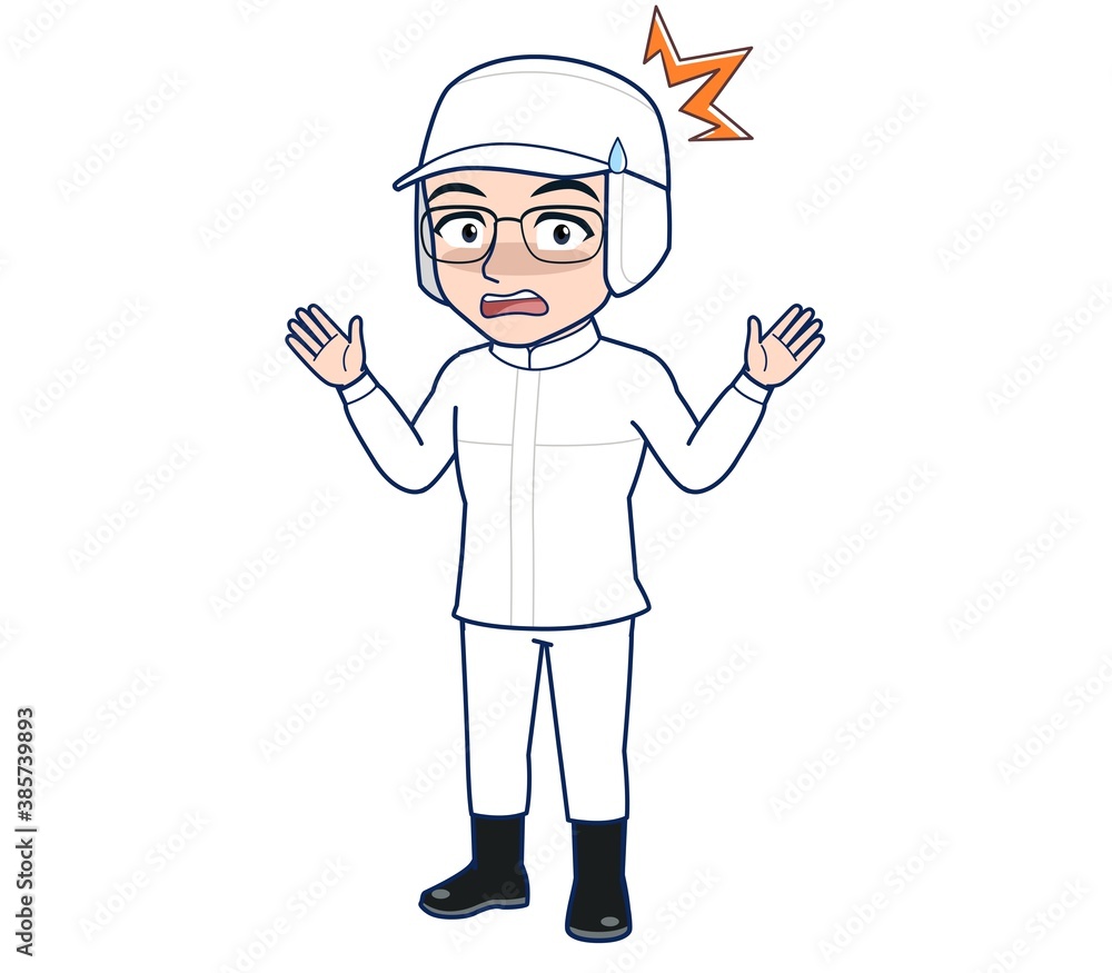 young man in white hygienic clothes young man in white hygienic clothes