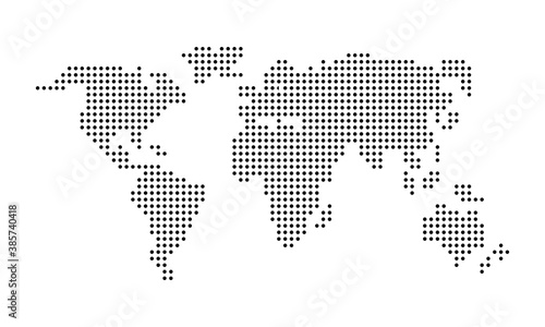 Pixel world map. Dotted world map. Vector on isolated white background. EPS 10.