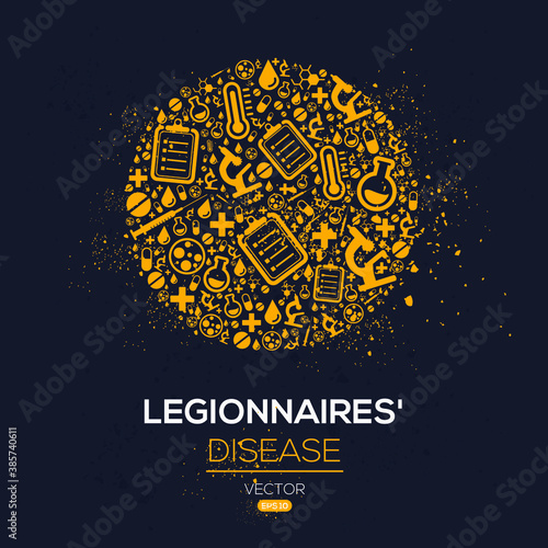 Creative (Legionnaires') disease Banner Word with Icons ,Vector illustration.	