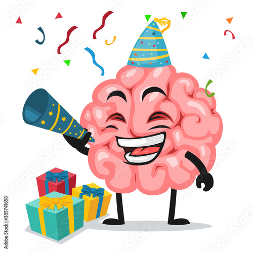 Vector illustration of brain mascot or character