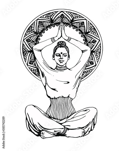  Yoga girl in lotus position