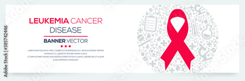Creative (Leukemia Cancer) disease Banner Word with Icons ,Vector illustration.	