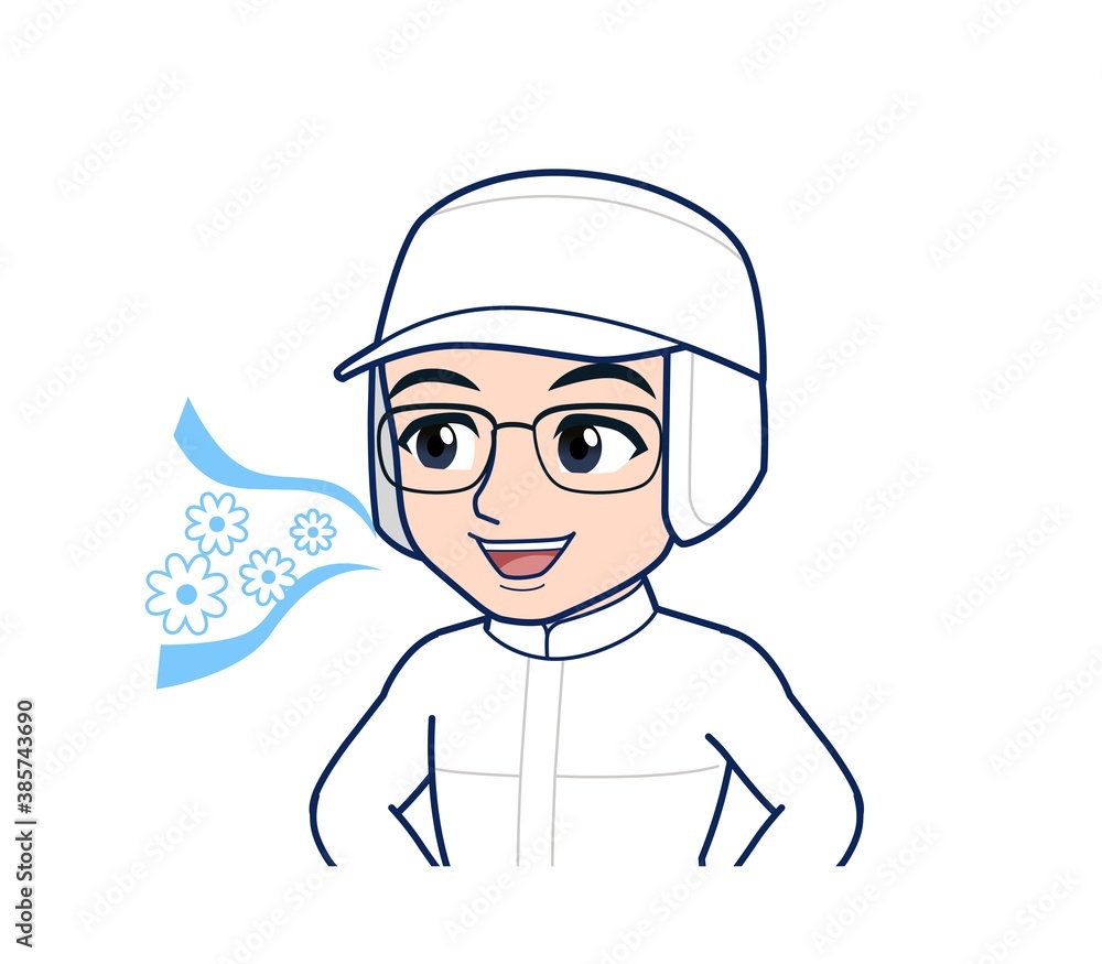 young man in white hygienic clothes young man in white hygienic clothes