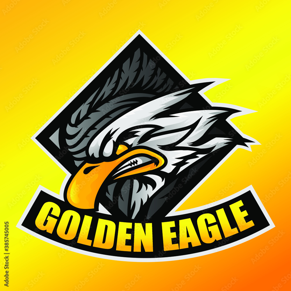 Golden Eagle Head template esports mascot Logo Design