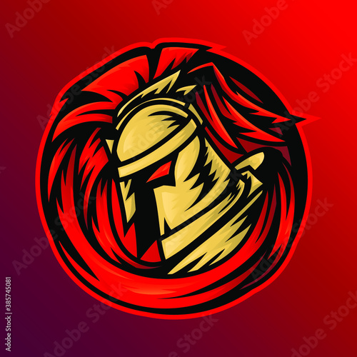 Illustration of warrior knight gladiator mascot logo for club team template sport and esports