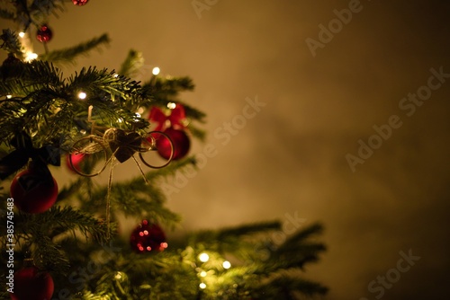 Christmas tree and bicycle, red balls, Xristmas, Christmas, lights photo