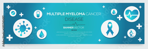 Creative (Multiple Myeloma Cancer) disease Banner Word with Icons ,Vector illustration.	
