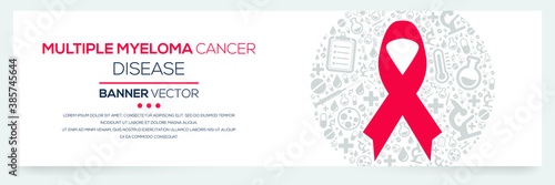 Creative (Multiple Myeloma Cancer) disease Banner Word with Icons ,Vector illustration.	
 photo