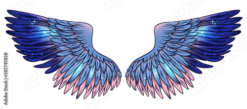 beautiful magic glittery blue pink vector wings