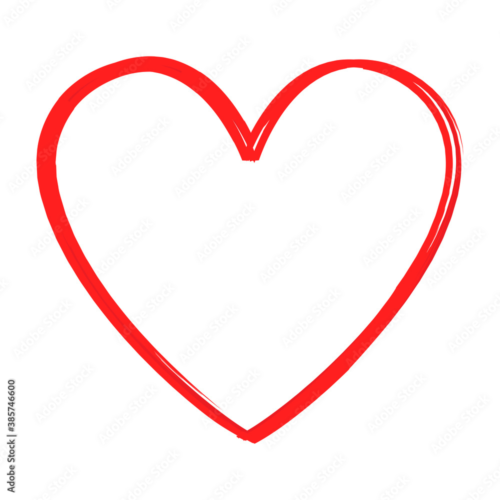 Red heart outline vector. Hand drawn love icon. Trendy heart isolated on white background. For love icon, greeting card and Valentine's day. Creative love art. Heart outline vector Red heart outline vector. Hand drawn love icon. Trendy heart isolated on white background. For love icon, greeting card and Valentine's day. Creative love art. Heart outline vector