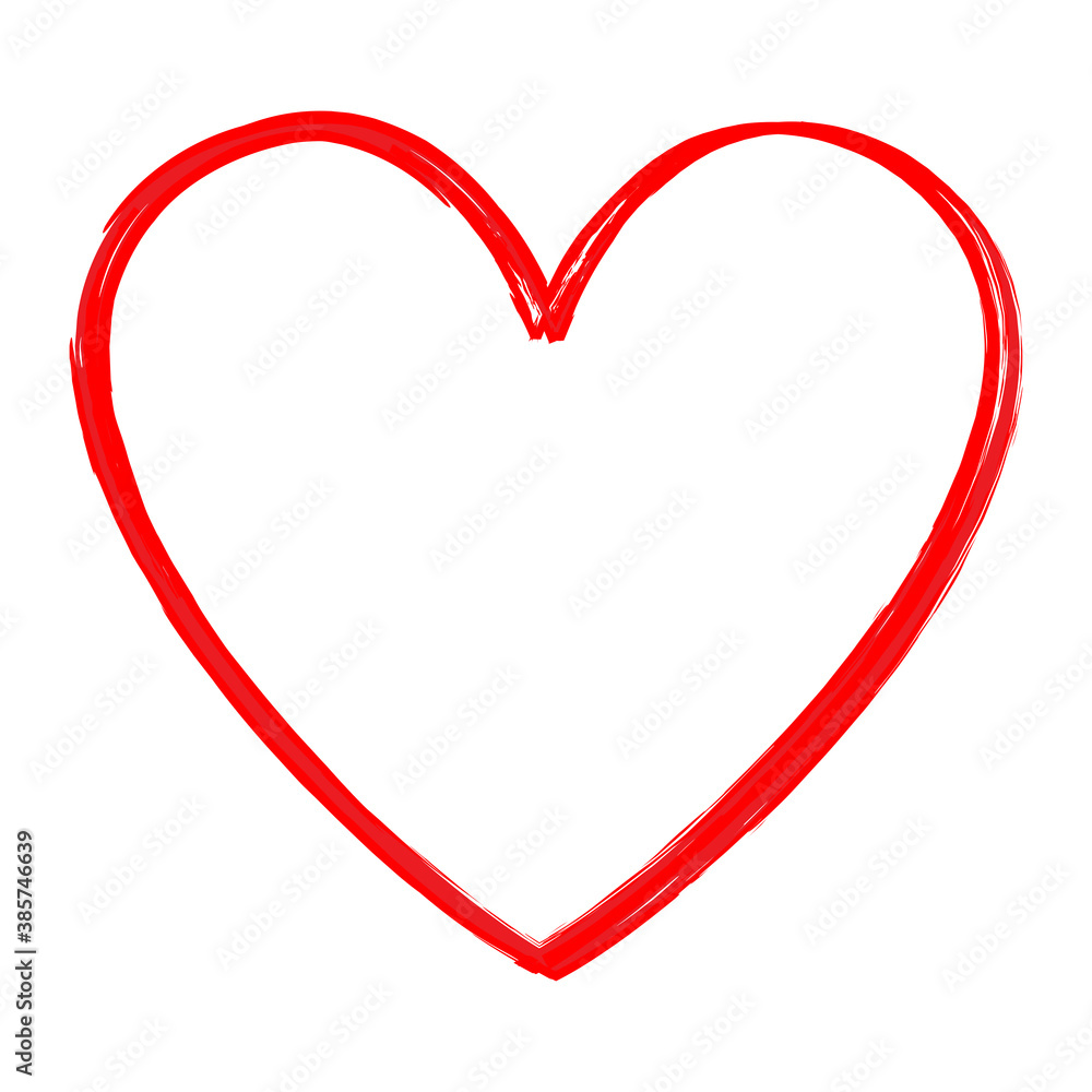 Red heart outline vector. Hand drawn love icon. Trendy heart isolated on white background. For love icon, greeting card and Valentine's day. Creative love art. Heart outline vector Red heart outline vector. Hand drawn love icon. Trendy heart isolated on white background. For love icon, greeting card and Valentine's day. Creative love art. Heart outline vector