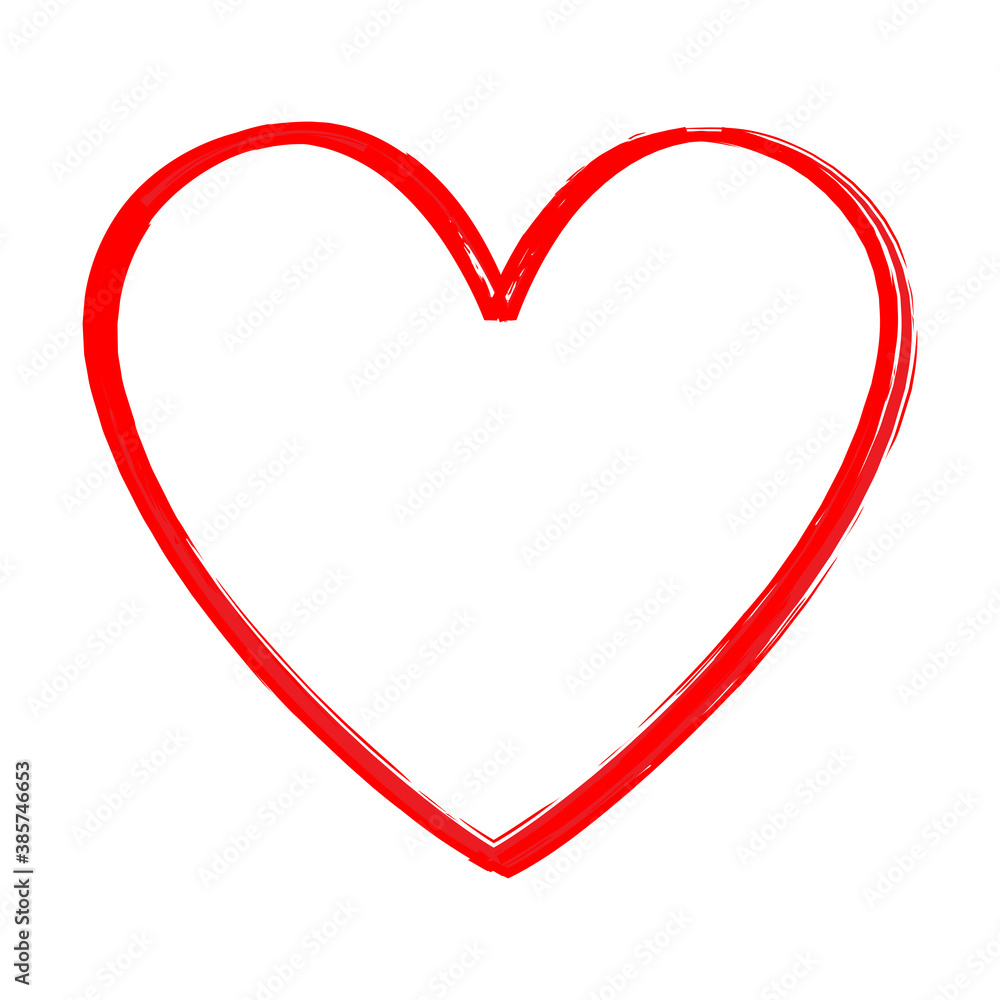 Red heart outline vector. Hand drawn love icon. Trendy heart isolated on white background. For love icon, greeting card and Valentine's day. Creative love art. Heart outline vector Red heart outline vector. Hand drawn love icon. Trendy heart isolated on white background. For love icon, greeting card and Valentine's day. Creative love art. Heart outline vector