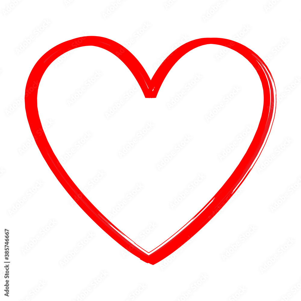 Red heart outline vector. Hand drawn love icon. Trendy heart isolated on white background. For love icon, greeting card and Valentine's day. Creative love art. Heart outline vector Red heart outline vector. Hand drawn love icon. Trendy heart isolated on white background. For love icon, greeting card and Valentine's day. Creative love art. Heart outline vector