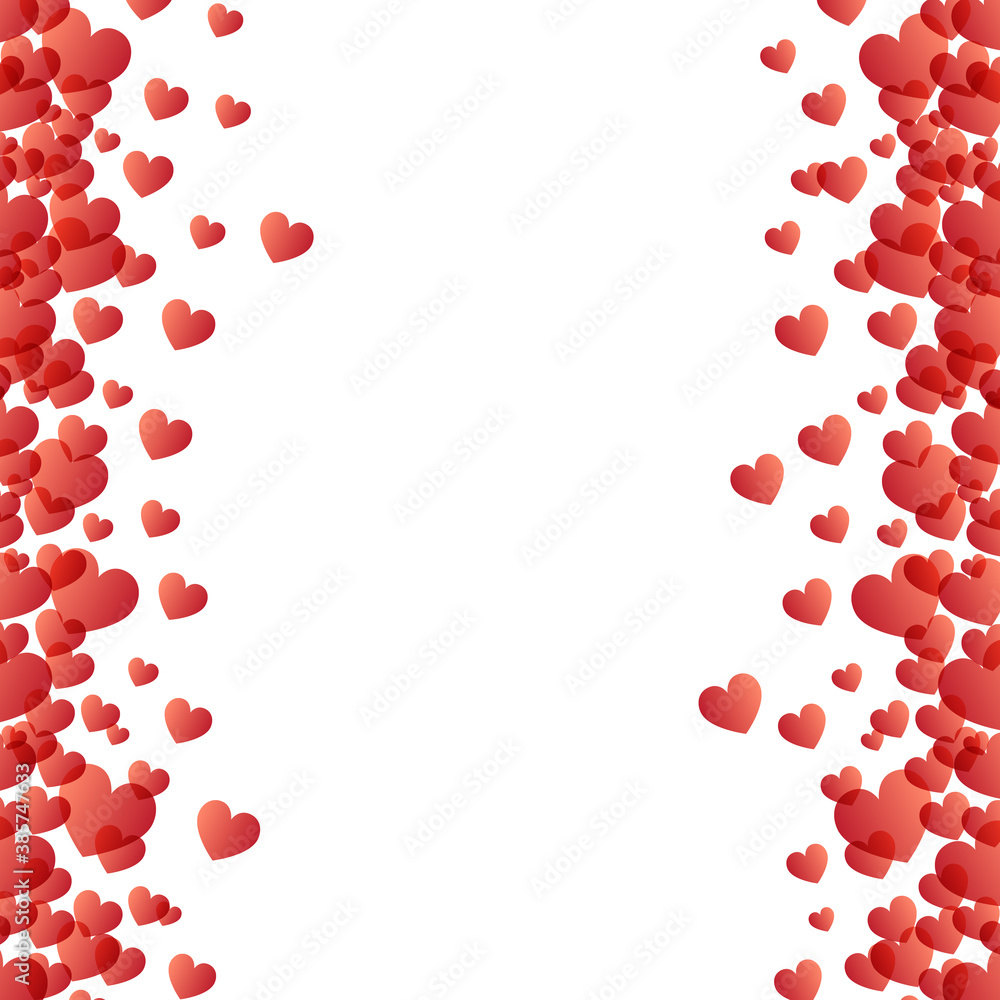 Valentines day background, vector. Red hearts isolated on white background. Valentines day backdrop for web site, love poster, wallpaper and wedding card. Creative art concept, vector illustration