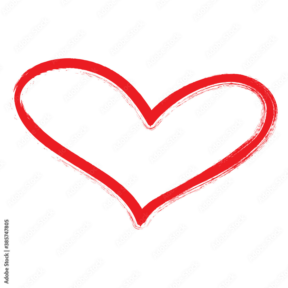 Red heart outline vector. Hand drawn love icon. Trendy heart isolated on white background. For love icon, greeting card and Valentine's day. Creative love art. Heart outline vector