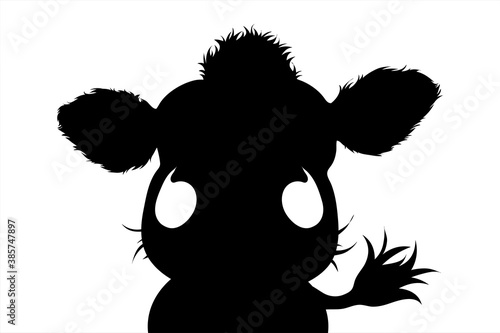 Vector silhouette of cow on white background. Symbol of farm animal.