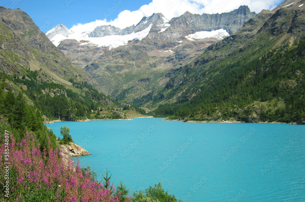 Beautiful mountain blue lake in Italy