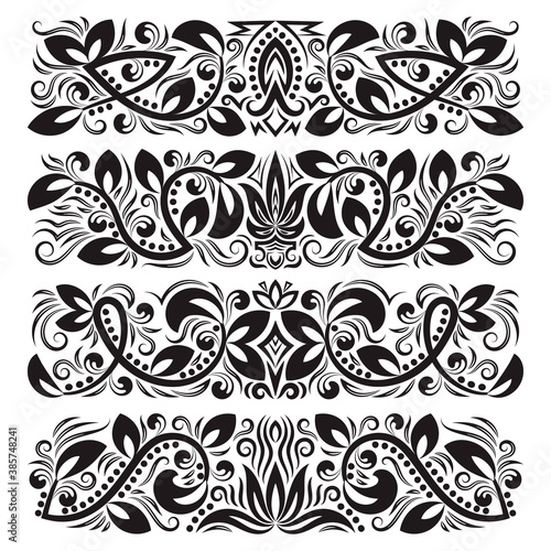 Vintage decorative elements for design. Floral decorations in antique style.
