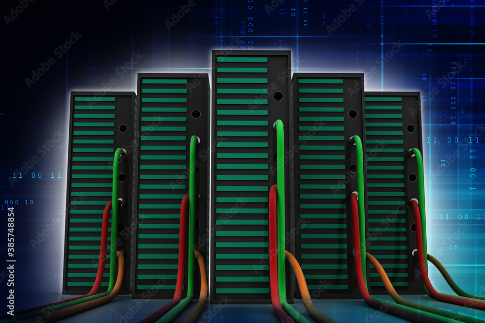 3d illustration Data center server protection lock 3d illustration Data center server protection lock