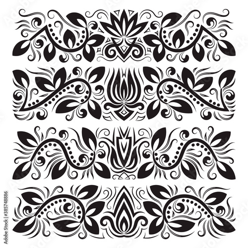 Vintage decorative elements for design. Floral decorations in antique style.