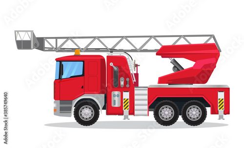Fire Engine with selwing ladder vector icon illustration