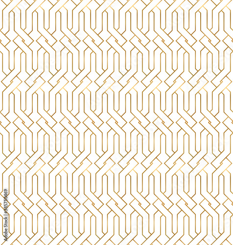 Seamless pattern of golden abstract lines