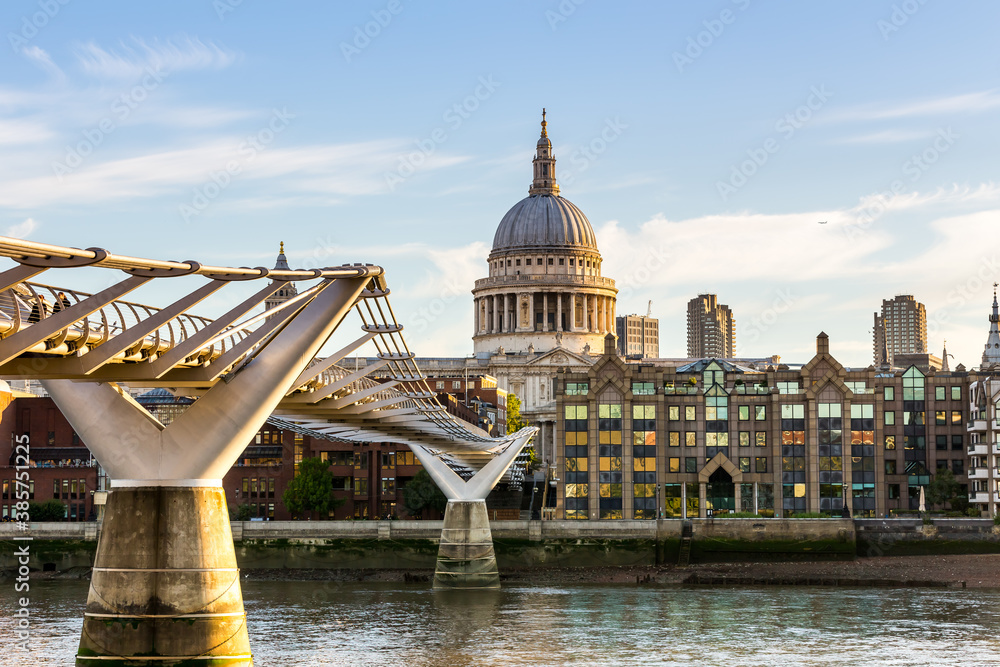 Millennium Bridge and St. Paul's Cathedral in London
