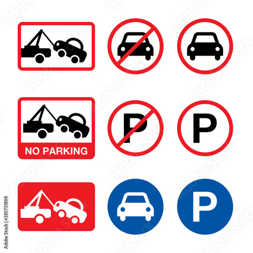 No parking vector sign, parking forbidden design set