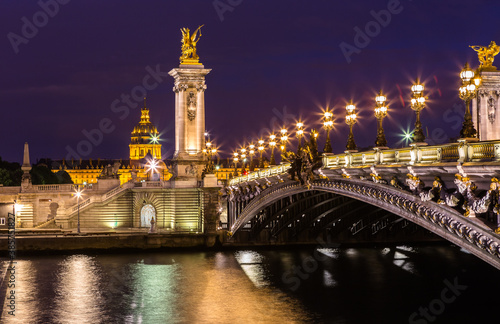Alexander III Bridge in Paris at night © Wieslaw