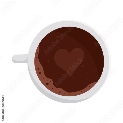 coffee cup with heart design of drink caffeine breakfast and beverage theme Vector illustration