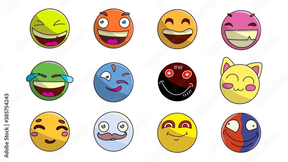 Modern flat icon design set of emoticons. High-quality flat icon design. Modern flat icon design set of emoticons. High-quality flat icon design.