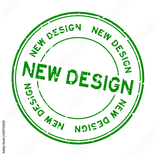 Grunge green new design word round rubber seal stamp on white background