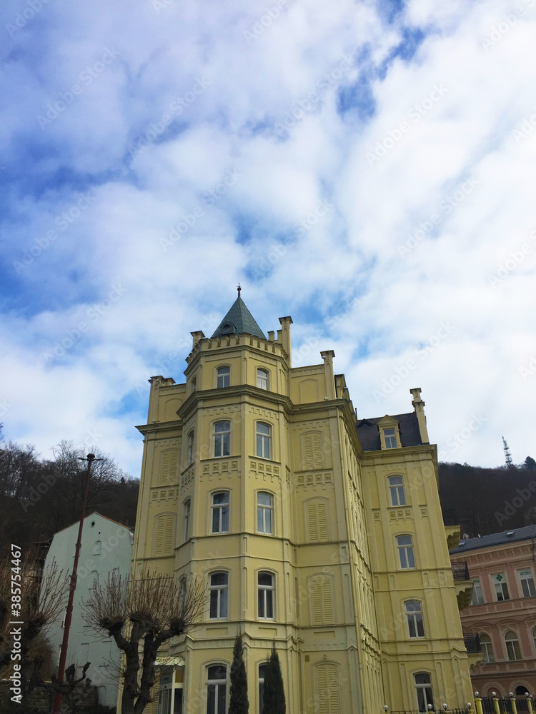 Houses in city center of Karlovy Vary, Czech Republic