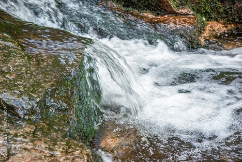 waterfall in the forest  clean natural flow of water