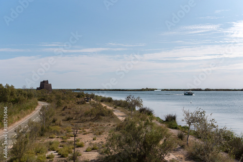 Boat Tour on the Ebro River in summer in the port