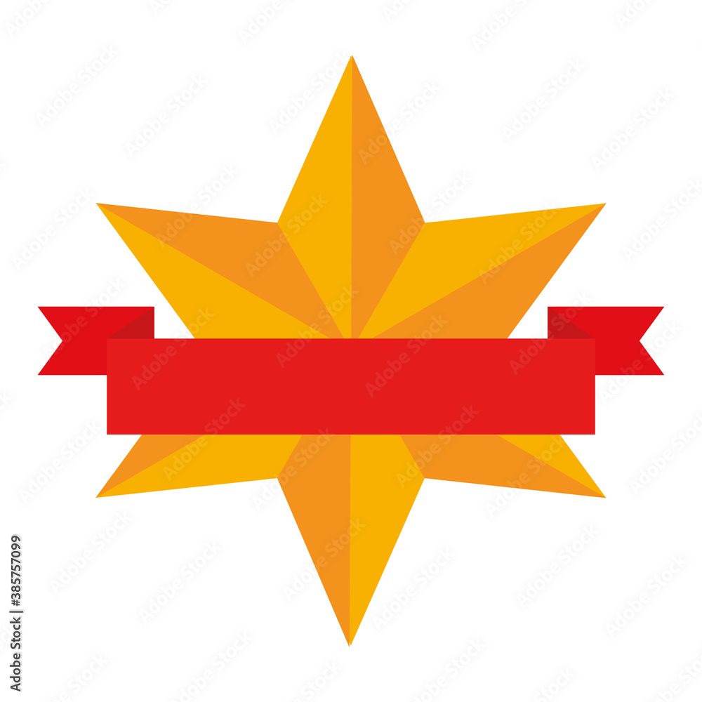 Obraz premium gold star with ribbon design of Decorative element theme Vector illustration