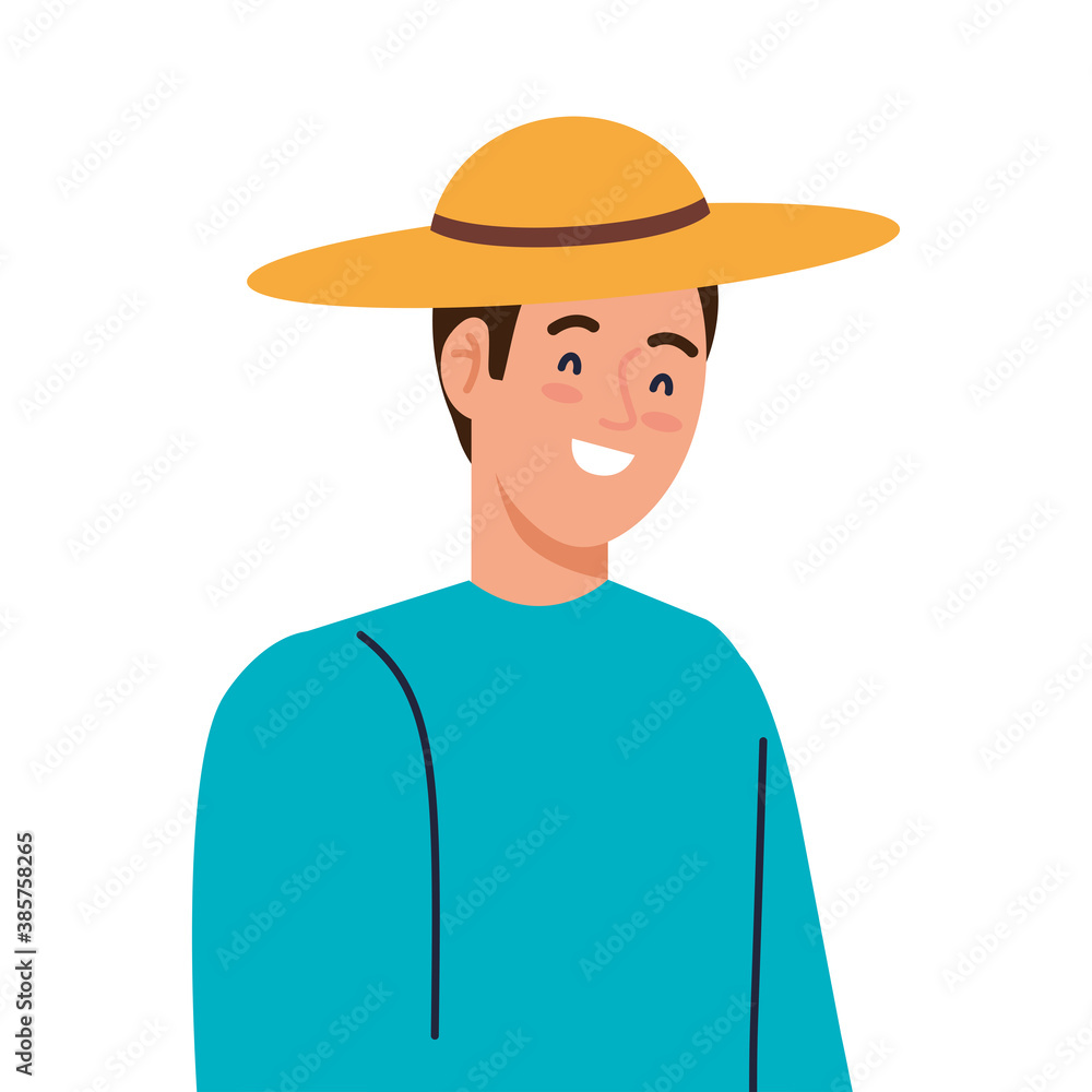 man cartoon with hat design, Boy male person people human social media and portrait theme Vector illustration