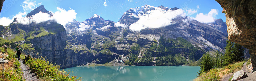 Obraz premium High view at Lake Oeschinensee, Kandersteg, Switzerland 