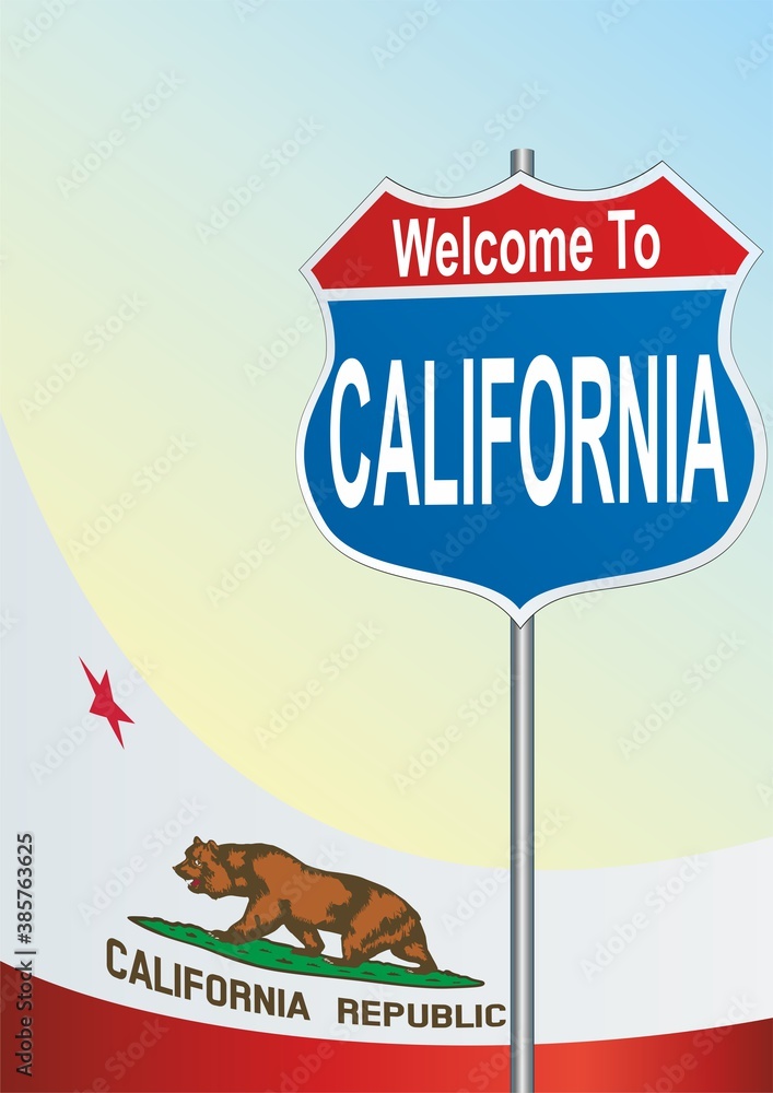 road sign Welcome to the California. Vector image. road sign Welcome to the California. Vector image.
