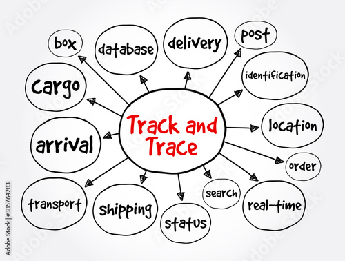 Track and trace mind map, business concept for presentations and reports