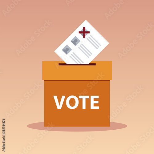 election day, ballot in cardboard box vote