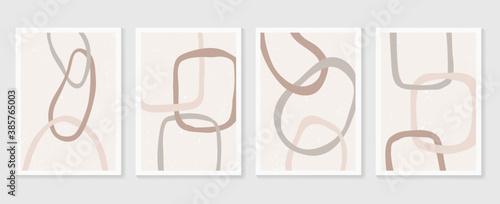 Abstract wall arts vector collection. Earth tones organic shape Art design for poster, print, cover, wallpaper, Minimal and natural wall art. Vector illustration.