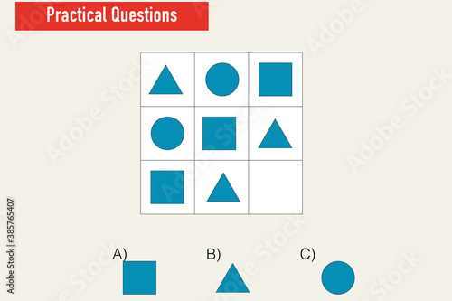 IQ test. Choose correct answer. Set of logical tasks composed of geometric shapes. Vector illustration - Vector